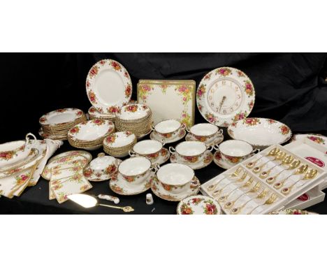 Royal Albert ‘Old Country roses’ table service for eight including; a tea pot, coffee pot, sugar bowl, eight dinner plates, e