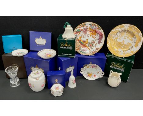 Royal Crown Derby 'Derby Posie' trinket dishes, 'Old Avesbury' pattern plates, Coalport, Belleek; etc