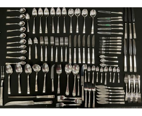 Community canteen service for six including; six knives and forks,six table spoons, six tea spoons; etc