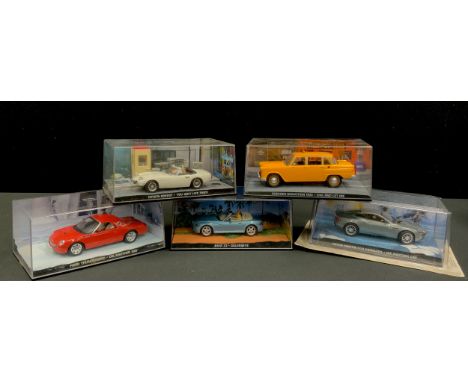 A group of five model cars including; GE Fabri Toyota 2000GT ‘You only live twice’, Ford Thunderbird ‘Die another day’,Checke