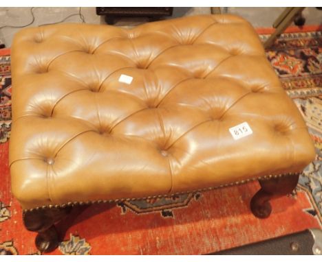 Leather button stool on cabriole legs 