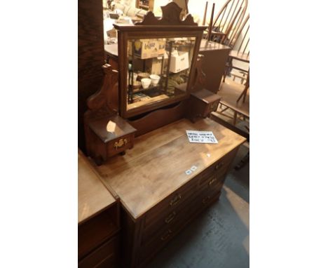 Vintage oak dressing table with mirror