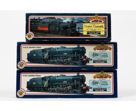 3 Bachmann Branch-Line Model Railways OO Locomotives 2x BR 4-6-0  Stanier Jubilee class (31-153) 45596 "Bahamas" in lined Bru