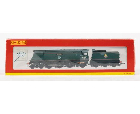 A Hornby OO tender locomotive (R.2221) A BR Battle of Britain class 4-6-2, "Tangmere", 34067 in lined Brunswick Green livery.