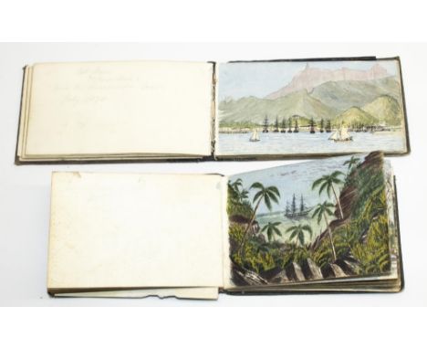 Two Victorian pocket sketch books with annotated and dated watercolour studies of foreign destinations incl. Pyramids, Barbad