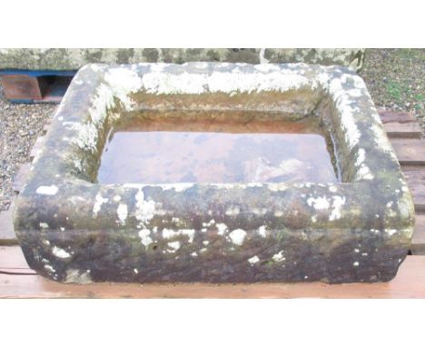 The Grange Goathland - Large well weathered sandstone trough, 81cm x 63cm, D23cm 