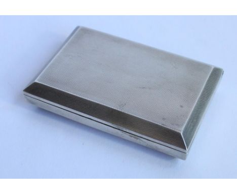Geo.V hallmarked silver engine turned rectangular case, slide top lid with engine turned decorated compartments, Birmingham 1