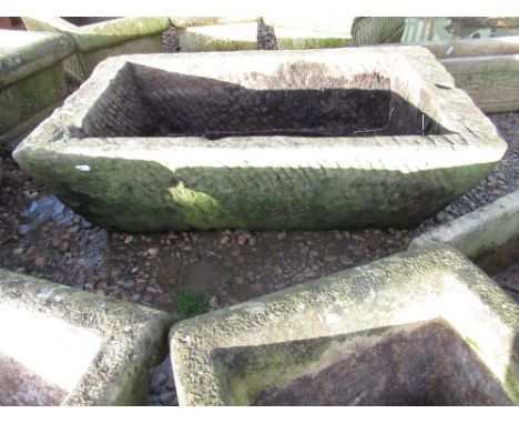 Stone trough with drainage hole, 87cm x 51cm x 26cm 