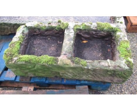 The Grange Goathland - Double sandstone trough (A/F) L89cm W45cm D13cm, 