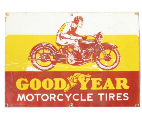 Goodyear motorcycle tires steel plate enamel sign, 43cm x 62cm 