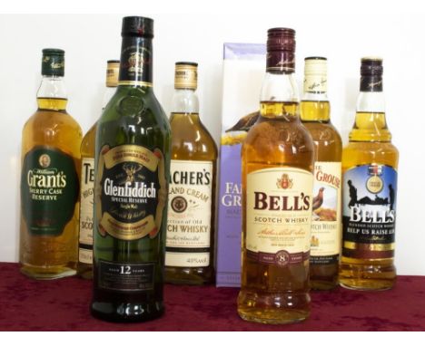 Glenfiddich Special Reserve Single Malt Scotch Whisky,  Famous Grouse Blended Malt Whisky Aged 10 Years in carton, Grants She