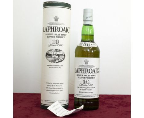 Laphroaig Single Islay Maly Scotch Whisky, 10 years old, 40%vol 70cl, in tube, 1btl 