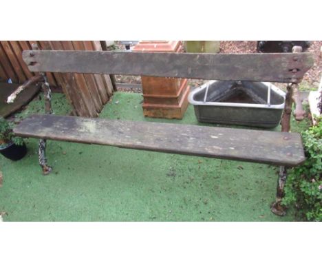 The Grange Goathland - Cast iron garden bench, with simulated branch design, single plank to seat and single plank to back, a