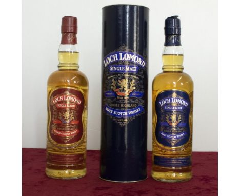 Loch Lomond Single Highland Malt Scotch Whisky, in tube and Loch Lomond Single Highland Blended Scotch Whisky, both 40%vol 0.
