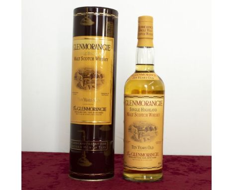Glenmorangie Single Highland Malt Scotch Whisky, Ten years old 40%vol 70cl, in tin tube 1btl 