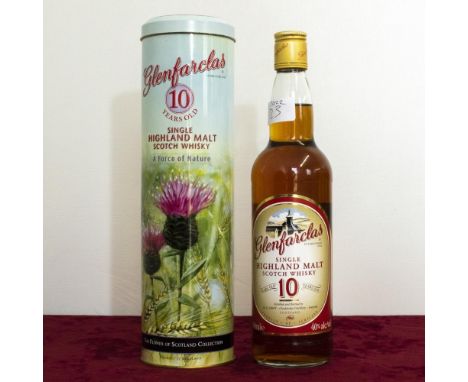 Glenfarclas Single Highland Malt Scotch Whisky, 10 years old, 40%vol 700ml, in Flower of Scotland Collection Tube, 1btl 