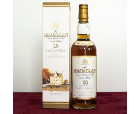 The Macallan Single Highland Malt Scotch Whisky, ten years old, matured in selected Sherry oak casks from Jerez, 40%vol 700ml