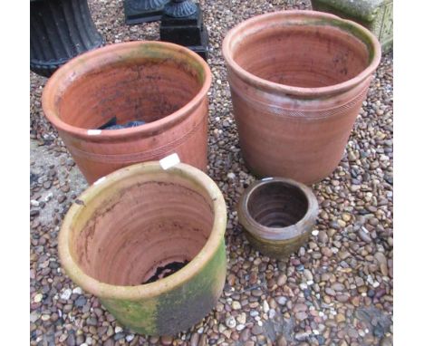 Pair of terracotta planters, 36cm x 38cm small painted terracotta pot with dragon design, and terracotta planter 