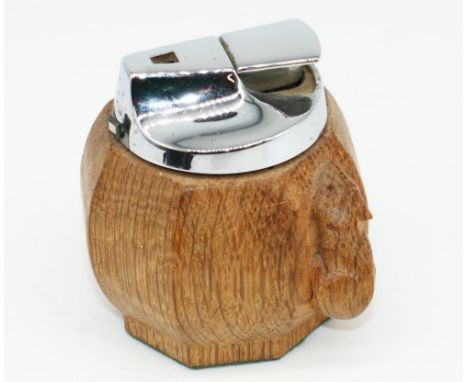 Robert Mouseman Thompson of Kilburn - an oak octagonal table lighter, carved with signature mouse, H7cm 