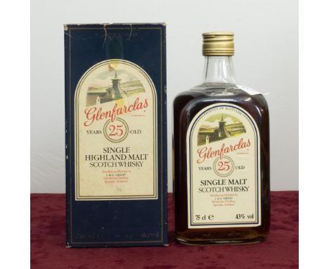 Glenfarclas 25 Years Old Single Highland Malt Scotch Whisky, distilled and bottled by J. &amp; G. Grant, 43%vol 750ml, square