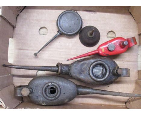 The Grange Goathland - Two vintage K oil cans, small oil can, two small oilers (5) 