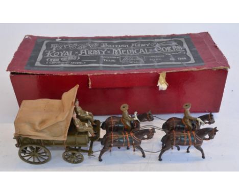 The Grange Goathland - Vintage boxed W.Britain's British Army Royal Army Medical Corps covered wagon with horses and 3 figure