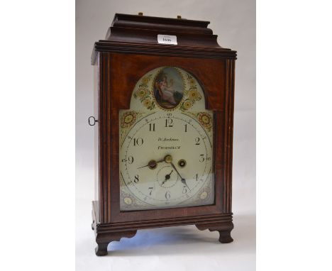 19th Century mahogany cased bracket clock with painted dial and Arabic numerals inscribed W. Jackson, having subsidiary secon