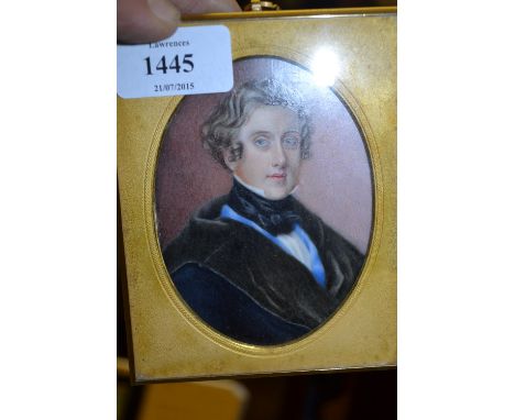 19th Century English school, watercolour, miniature, portrait of Anthony, Earl of Shaftesbury, inscribed verso ' Madame Berno