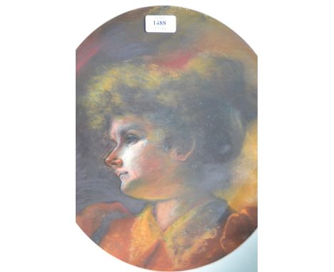 Follower of La Thange, oval mounted pastel portrait of a  young girl, unsigned, 16ins x 13ins