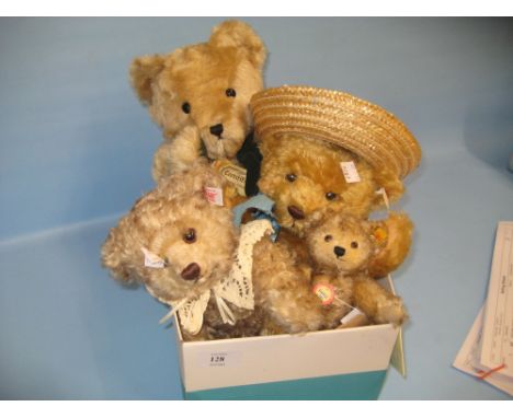 Three various Steiff teddy bear figures, together with a Hermann teddy bear figure