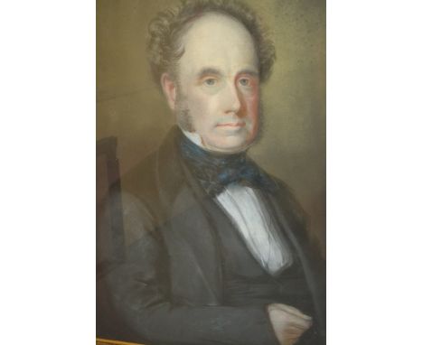 19th Century pastel half length portrait of Edward Wood, 29ins x 23ins, gilt framed