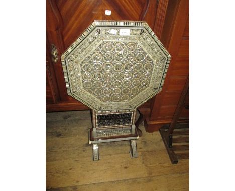 Reproduction mother of pearl inlaid folding octagonal side table