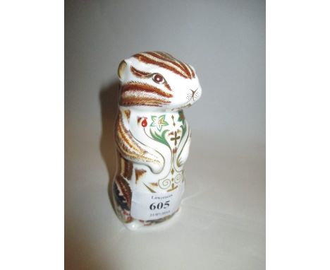 Royal Crown Derby Imari coloured paperweight in the form of a squirrel with gold button