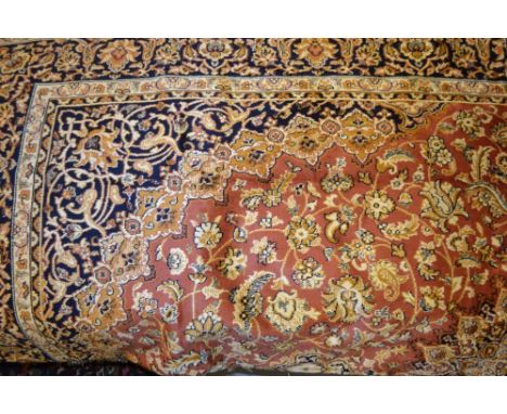 Modern tan ground Kashan pattern machine made carpet, 2.3m x 1.6m