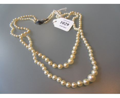 Two graduated cultured pearl necklaces