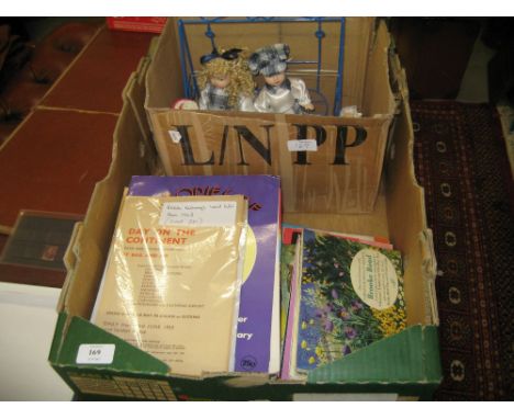 Box containing a quantity of mixed ephemera including: Elvis Presley annual, booklets, theatre programmes, 1960's railway han