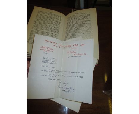 Matt Busby ' My Story ' as told to David R. Jack, printed by Souvenir Press, London, 1957 with two letters on Manchester Unit