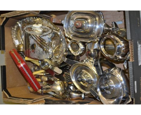 Silver plated four piece tea service, a silver plated three piece tea service, a fruit basket and other miscellaneous items o
