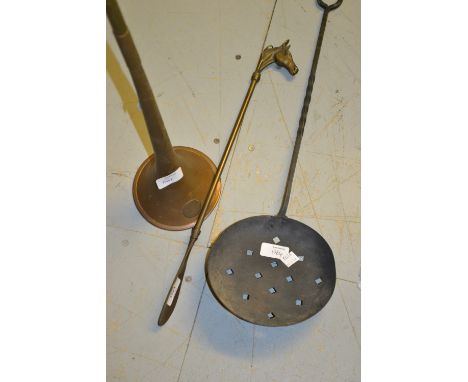 Copper post horn, a chestnut roaster and a shoe horn