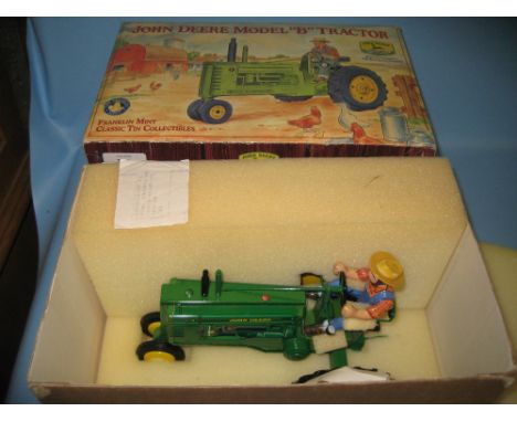 Boxed Franklin Mint John Deere model B clockwork tractor