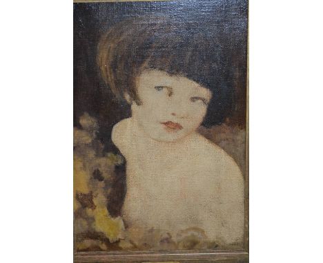 Attributed to M. Isobel Wright, oil on canvas, head and shoulder portrait of a young lady, 12.5ins x 8.5ins