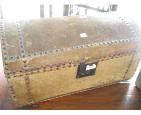 Small antique pony skin and stud work trunk