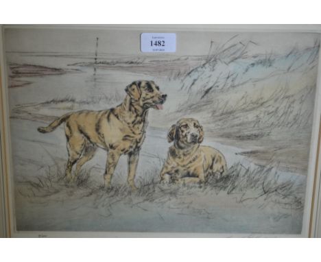 Henry Wilkinson, artist signed Limited Edition engraving, gun dogs, gilt framed