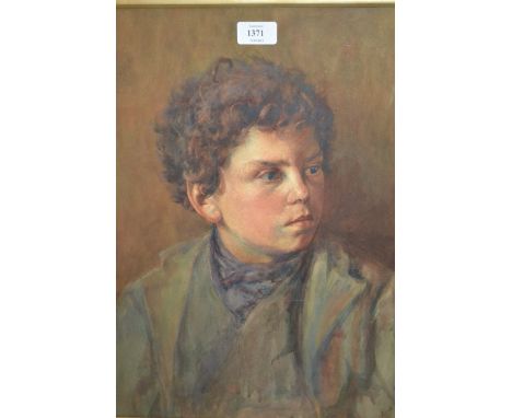 A.F. Roberts, watercolour, head and shoulder portrait of a boy, signed, 18.5ins x 14.5ins, ebonised framed