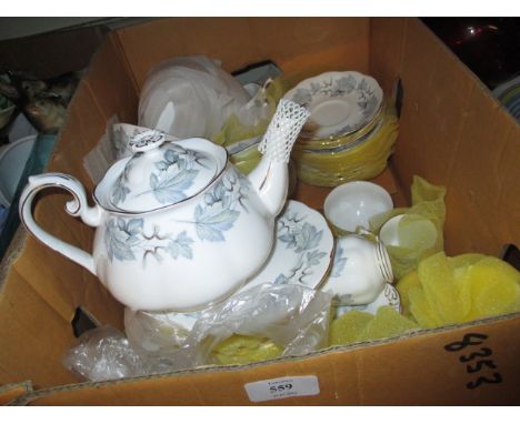 Royal Albert Silver Maple pattern part tea and coffee service with two cake plates, quantity of side plates and dinner plates