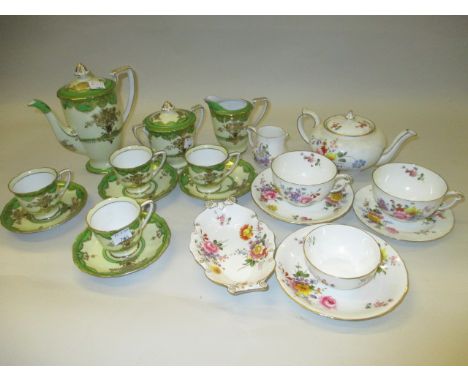 Royal Crown Derby floral decorated tea service for two together with a Noritake part coffee service