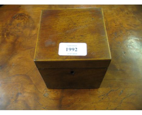 Small George III mahogany tea caddy and a Victorian parquetry inlaid walnut box