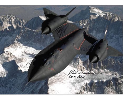 Richard Graham signed 16x12 Blackbird SR-71 colour photo. After his first solo flight in 1962 with his father as the instruct