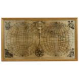 A rare George III double hemisphere world map sampler
