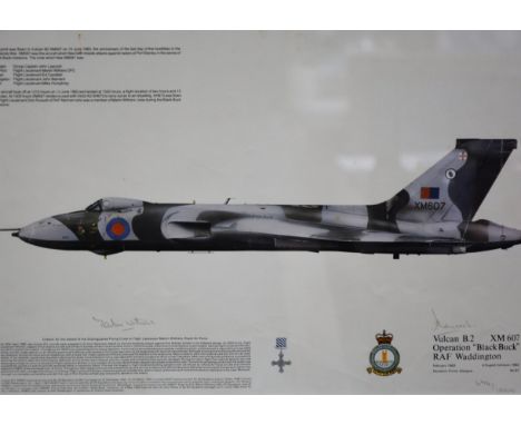 Douglas Cameron, limited edition colour print, 1983, signed M. Withers & J. Laycock 674/1000; 'Vulcan B2 XM607 Operation Blac